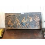 Early 20th C. African carved hard wood wall plaque {26 cm H x 58 cm W}.