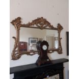 Irish Edwardian giltwood and gesso over mantle mirror {99 cm H x 139 cm W}.