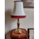 Pair of good quality brass table lamps {60 cm H x 30 cm W x 24 cm D}.