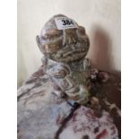 Unsual Atzec style soap stone carving {17 cm H x 12 cm W X 13 cm D}.