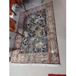 Decorative hand knotted Indian Kaschmir Seide Teppich carpet square {183 cm L x 121 cm W}.