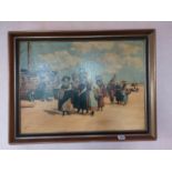 Oleograph Ship Coming Home mounted in gilt frame {79 cm H x 102 cm W}.