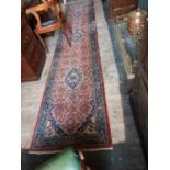 Decorative Bidjar Laufer carpet runner {395 cm L x 85 cm W}.