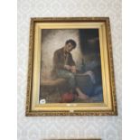 Stephen Ronay 19th C. Boy Counting Money oil on canvas mounted in a giltwood frame {100 cm H x 80 cm