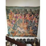 Good quality Flemish tapestry depicting Mythical and Hunting scenes {224 cm H x 229 cm W}.