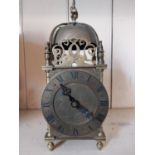 19th. C. brass lantern clock. { 30cm H X 13cm W X 10cmD }.