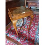 Good quality walnut lamp table raised on cabriole legs {71 cm H x 39 cm W x 39 cm D}.
