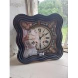 19th C. French wall clock with Mother of Pearl and painted dial {48 cm H x 48 cm W x 13 cm D}.