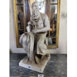 19th C. Grand Tour plaster statue of Moses {71 cm H x 30 cm W x 30 cm D}.