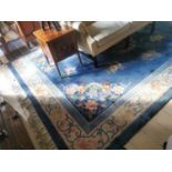 Early 20th C. Oriental decorative carpet square {390 cm L x 270 cm W}.