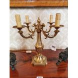 Pair of brass four branch decorative candelabras {46 cm H x 34 cm Dia.}