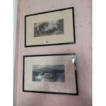 Two early 20th C. black and white prints of Bawn, Kilkenny and Blarney Castle {32 cm H x 48 cm W}.