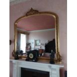 Good quality gilt overmantle mirror in the 19th C. style {160 cm H x 166 cm W}.