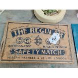 The Regular Safety Match display box Joseph Francis and Co London. {6 cm H x 21 cm W x 19 cm D{.