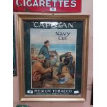 Capstan Navy Cut Medium Tobacco framed showcard. {69 cm H x 56 cm W}.