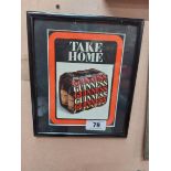 Guinness Take Home framed showcard. {26 cm H x 23 cm W}.