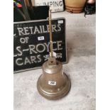 Mears of London bronze bell with hanger. {24 cm H x 25 cm Dia}.
