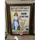 Will You Answer The Call - Now Is The Time framed political advertising print {54 cm H x 38 cm W}.
