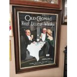 Old Cromac Real Liqueur Whisky, Cromac Distillery Belfast frmaed advertising print. {80 cm H 60 cm