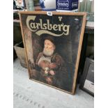 Original 1970's Carlsberg framed advertising print. { 85 cm H x 62 cm W}.