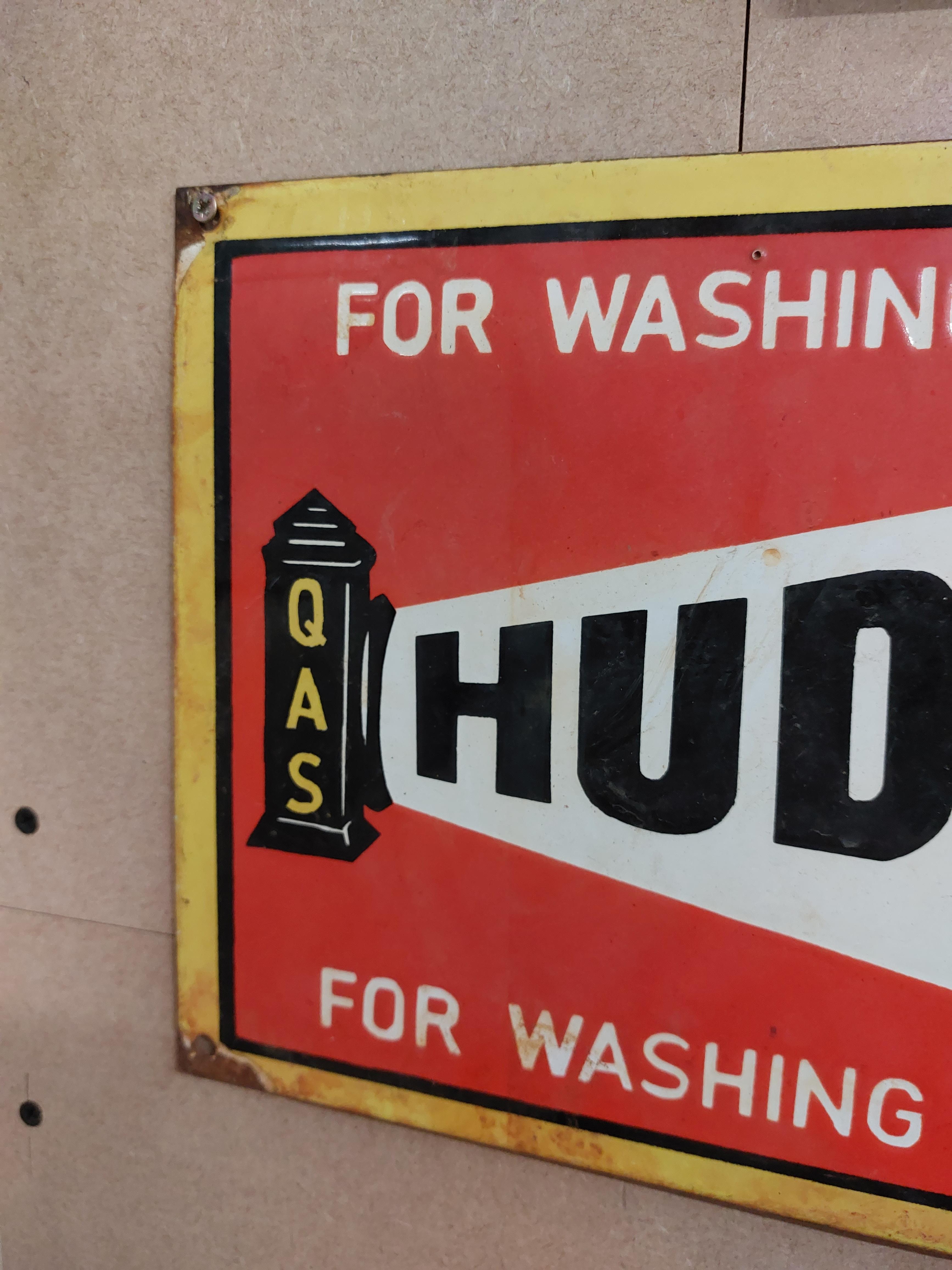 Hudson's Soap For Washing Soap enamel advertising sign. {24 cm H x 38 cm W}. - Image 2 of 3