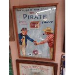 Wills's Pirate Tobacco framed showcard. { 50 cm H x 38 cm W}.
