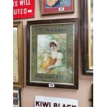 Rare Wild Woodbine Cigarettes framed advertising show card {58 cm H x 45 cm W}.