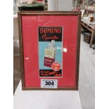 Domino Cigarettes The Best Double Four For 6d framed advertising showcard { 21cm H X 16cm W }