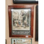 Country Life Tobacco and Cigarettes advertising showcard in original oak frame {61 cm H x 47 cm W}