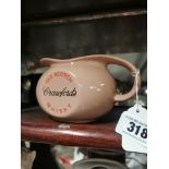 Old Scotch Crawford Whiskey water jug. { 11 cm H x 10 cm W x 18 cm D}.