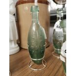 19th C. blob top glass Hamilton bottle with stand - Bewley and Evan Dublin. { 23 cm H}