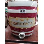 Ceramic Irish Whiskey Spirit Barrel. { 28 cm H x 25 cm Dia}.