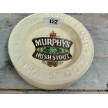 Murphy's Irish Stout ceramic ashtray. {4 cm H x 20 cm Dia}.