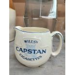 Wills's Capstan advertising water jug. {11 cm H x 16 cm Dia}.