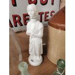 Milk glass bottle in the form of Jeanne D'Arc. { 43 cm H}