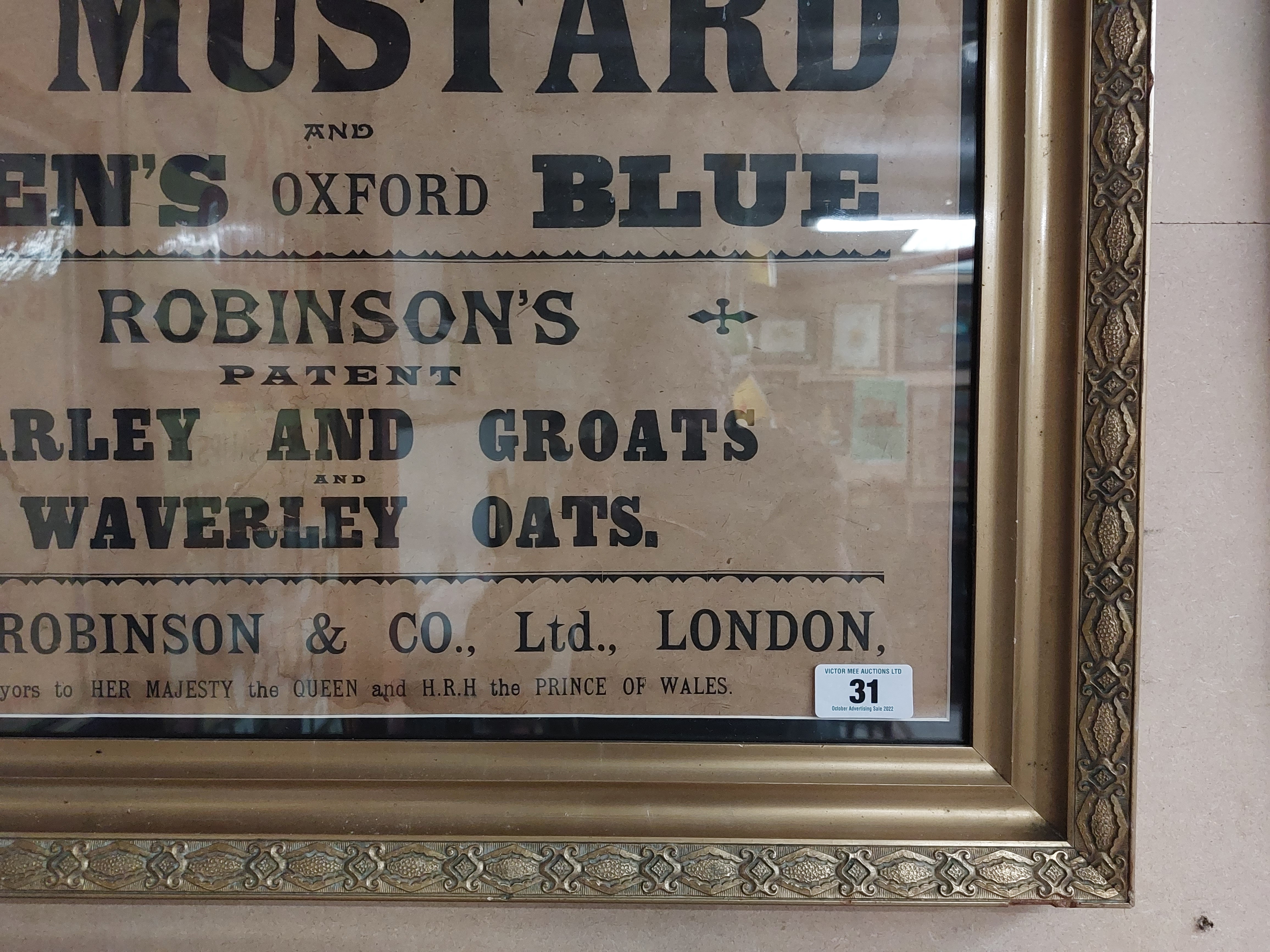 Keens Mustard Oxford Blue Providers to Her Majesty the Queen and The Prince of Wales framed - Image 5 of 5