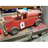 Wooden Child's model of a Train Engine. { 15 cm H x 36 cm W x 13 cm D}.