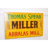 Thomas Spear Miller Arralas Mill wooden advertising sign { 50cm H X 80cm W }.