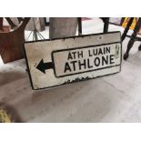 Alloy Athlone bilingual road sign. {35 cm H x 77 cm W}