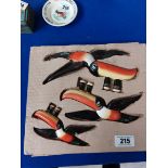 Set of three original Carltonware Guinness Flying Wall Toucans.