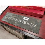 Ground Floor Hull Provision Exchange First Floor brass plaque . {12 cm H x 26 cm W}.