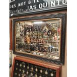 Rare John Haig and Co Scotch Whiskey advertising mirror in original frame. (66 cm H x 91 cm W).