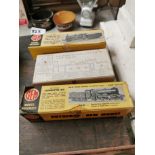 Two boxed set of GEM locomotive kits and boxed set of NB Model locomotive kit.