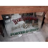 Roony's Irish Whiskey Dublin Cork Bitters and Stout advertising mirror {56cm H x 85 cm D}.