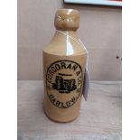 Corcoran and Co Carlow stoneware Ginger beer bottle. { 17 cm H x 7 cm Dia}.