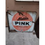 Aladdin Pink Paraffin double sided enamel advertising sign. { 41 cm H x 49 cm W}.