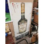 Hennessy Brandy alloy advertising sign. {152 cm H x 76 cm W}