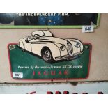 Jaguar enamel advertising sign. {23 cm H x 37 cm W}.
