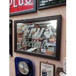 Fry's Chocolate framed advertising mirror. { 42 cm H x 57 cm W}.