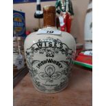 Wise's Old Irish Whiskey stoneware advertising whiskey flagon {18 cm H x 12 cm Dia.}.